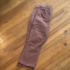 Rust High Waist Flare Crop Frayed Hem Jeans